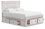 Open storage drawers on Makidern queen bed