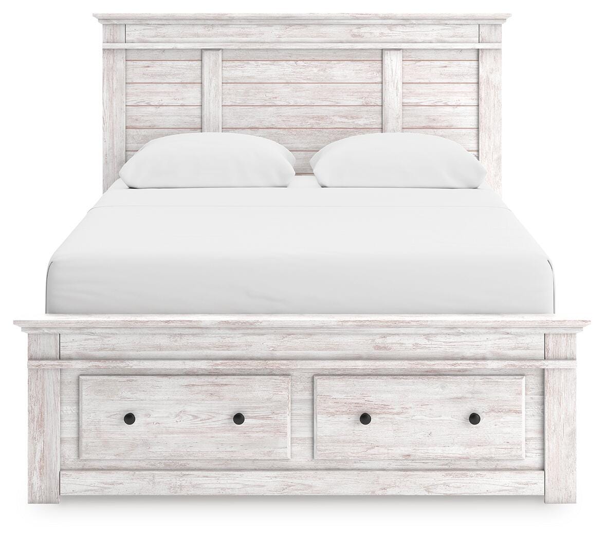 Makidern Whitewash Queen Panel Storage Bed view 7