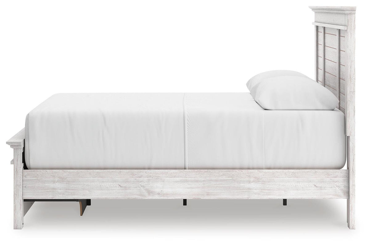 Makidern Whitewash Queen Panel Storage Bed view 2