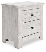 Makidern whitewash nightstand angled front view