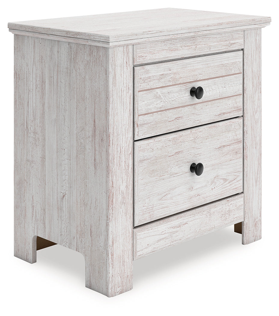 Makidern whitewash nightstand angled front view