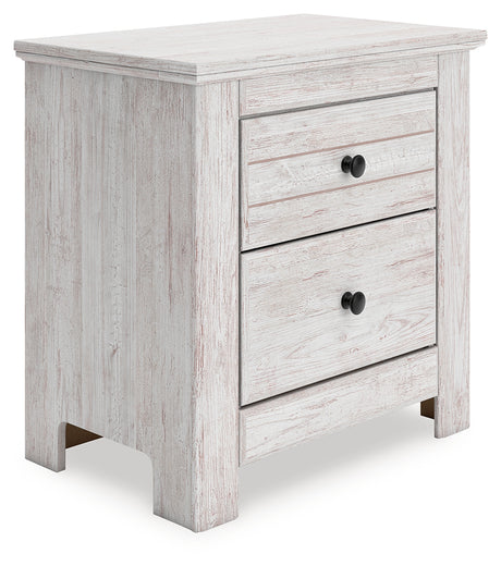 Makidern whitewash nightstand angled front view