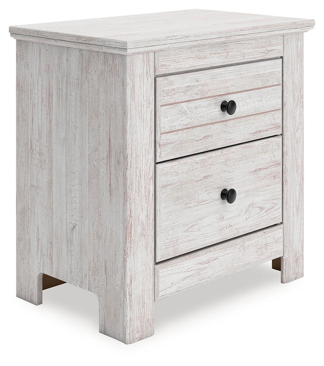 Makidern whitewash nightstand angled front view