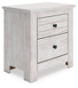 Makidern whitewash nightstand angled front view