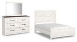 Gerridan White/Gray Panel Bedroom Set — Full / 3: Bed, Dresser, Mirror