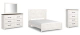 Gerridan White/Gray Panel Bedroom Set — Queen / 4: Bed, Dresser, Mirror, Chest