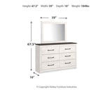 Gerridan White/Gray Panel Bedroom Set dimension view