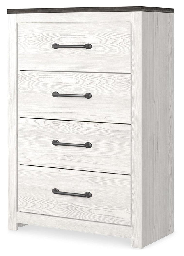 Gerridan White Gray Chest of Drawers front angle view