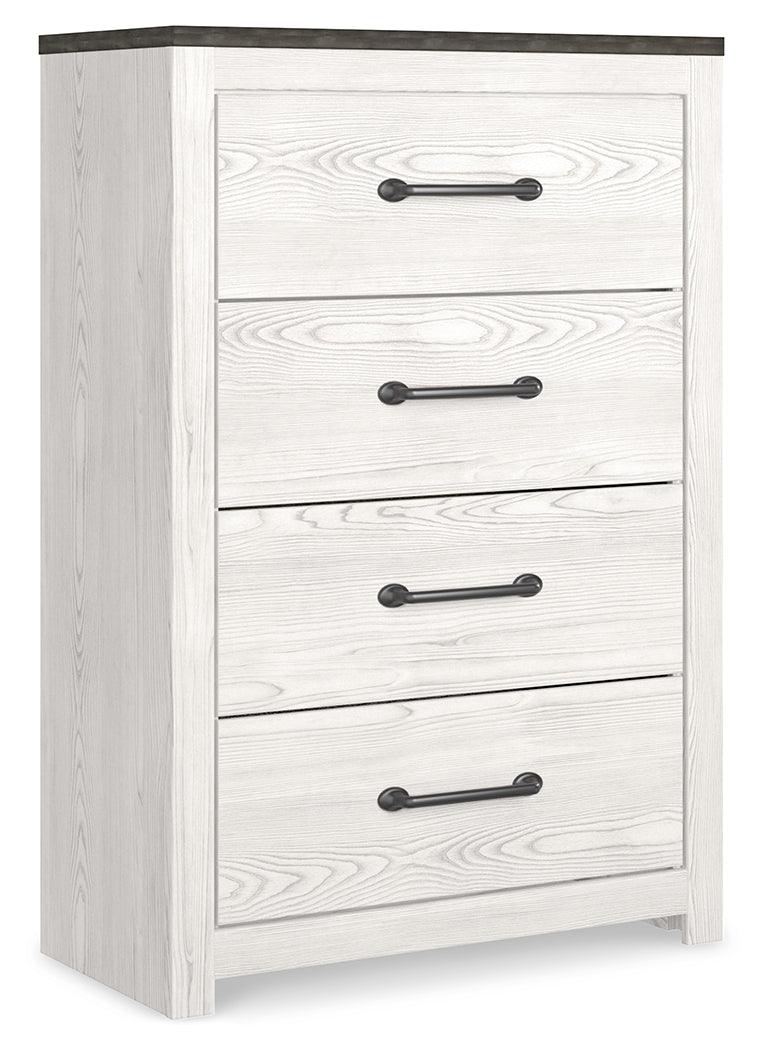 Gerridan White Gray Chest of Drawers side angle view