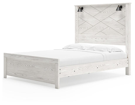 Gerridan White Gray Queen Panel Bed alternate side angled view
