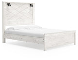 Gerridan White Gray Queen Panel Bed side view showing footboard and rails