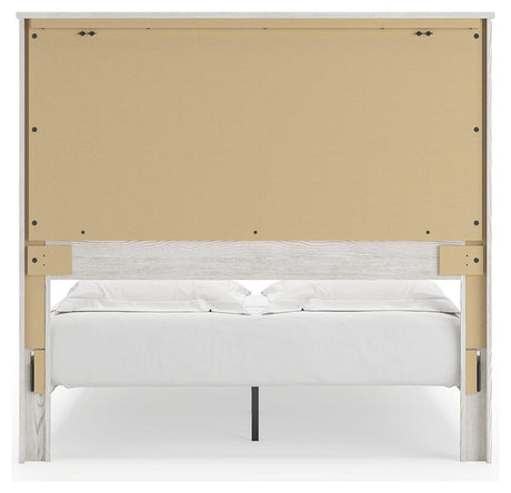 Gerridan White Gray Queen Panel Bed rear angled view showing back of footboard