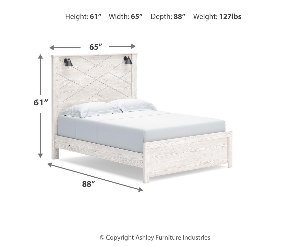 Gerridan White/Gray Panel Bedroom Set dimension view