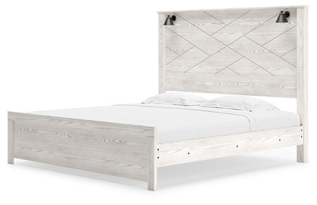 Gerridan White Gray King Panel Bed alternate side angle