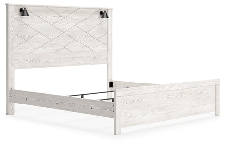 Gerridan White Gray King Panel Bed front angle