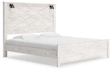 Gerridan White Gray King Panel Bed side angle