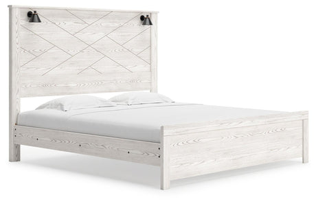 Gerridan White Gray King Panel Bed side angle