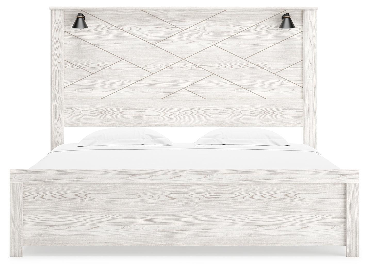 Gerridan White Gray King Panel Bed head on view