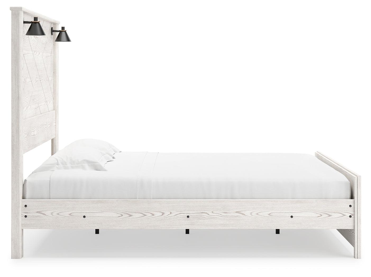 Gerridan White Gray King Panel Bed side profile