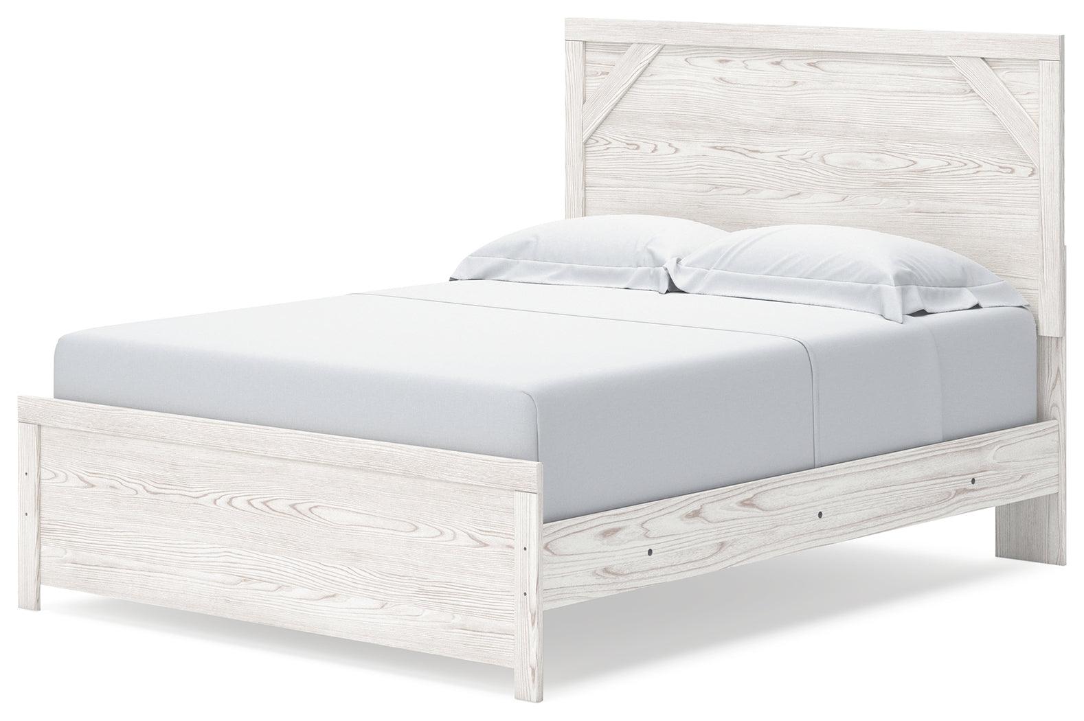 Gerridan White Gray Queen Panel Bed angled side view