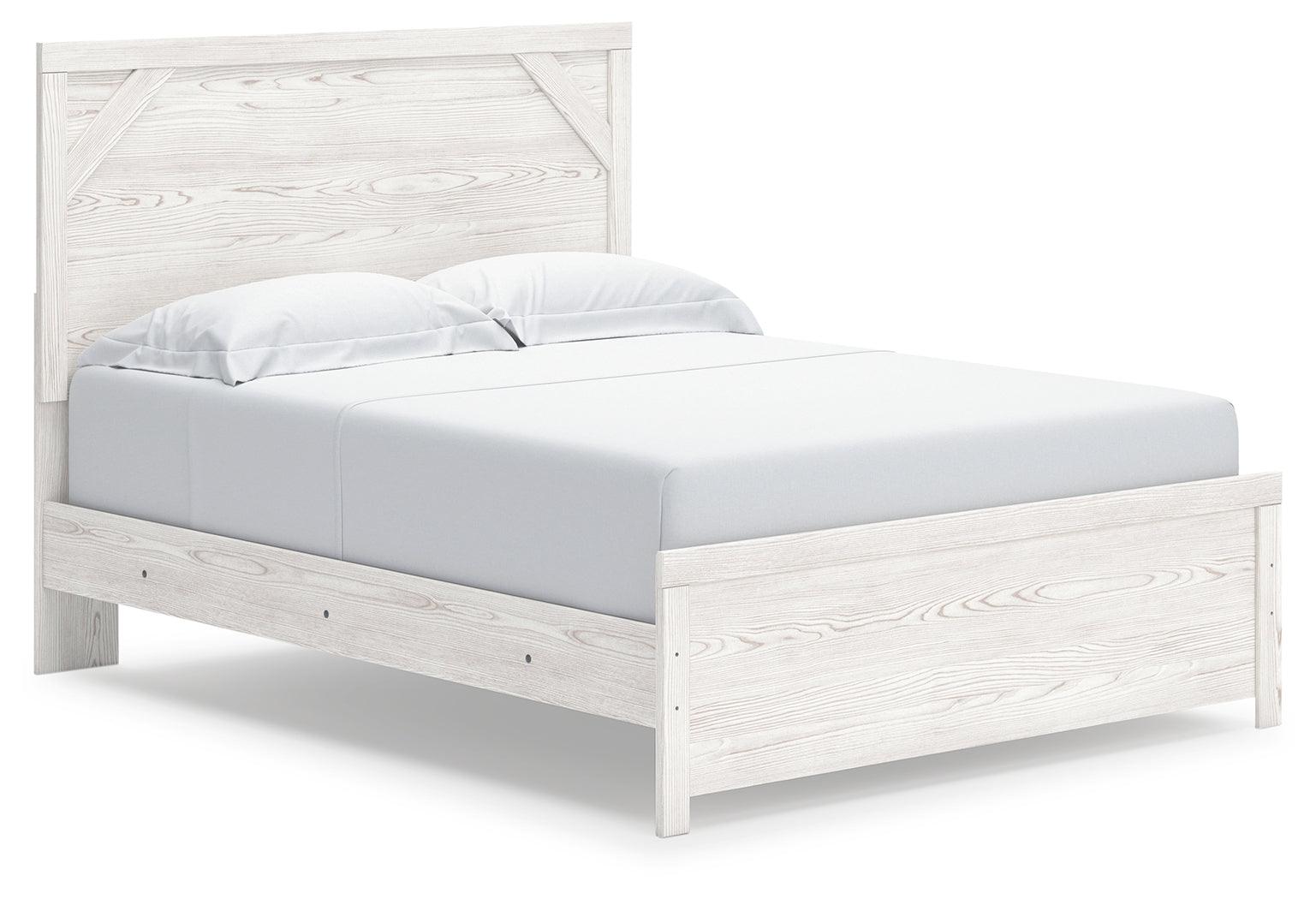 Gerridan White Gray Queen Panel Bed side angle