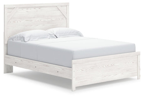Gerridan White Gray Queen Panel Bed side angle