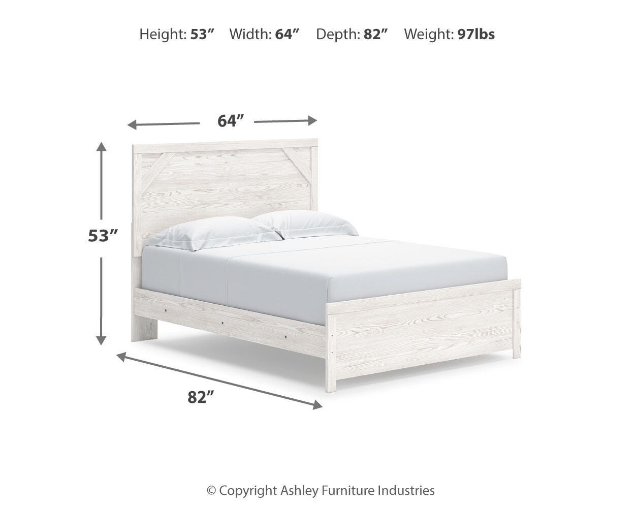 Gerridan White/Gray Panel Bedroom Set dimension view