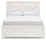 Gerridan White Gray Queen Panel Bed headboard close-up