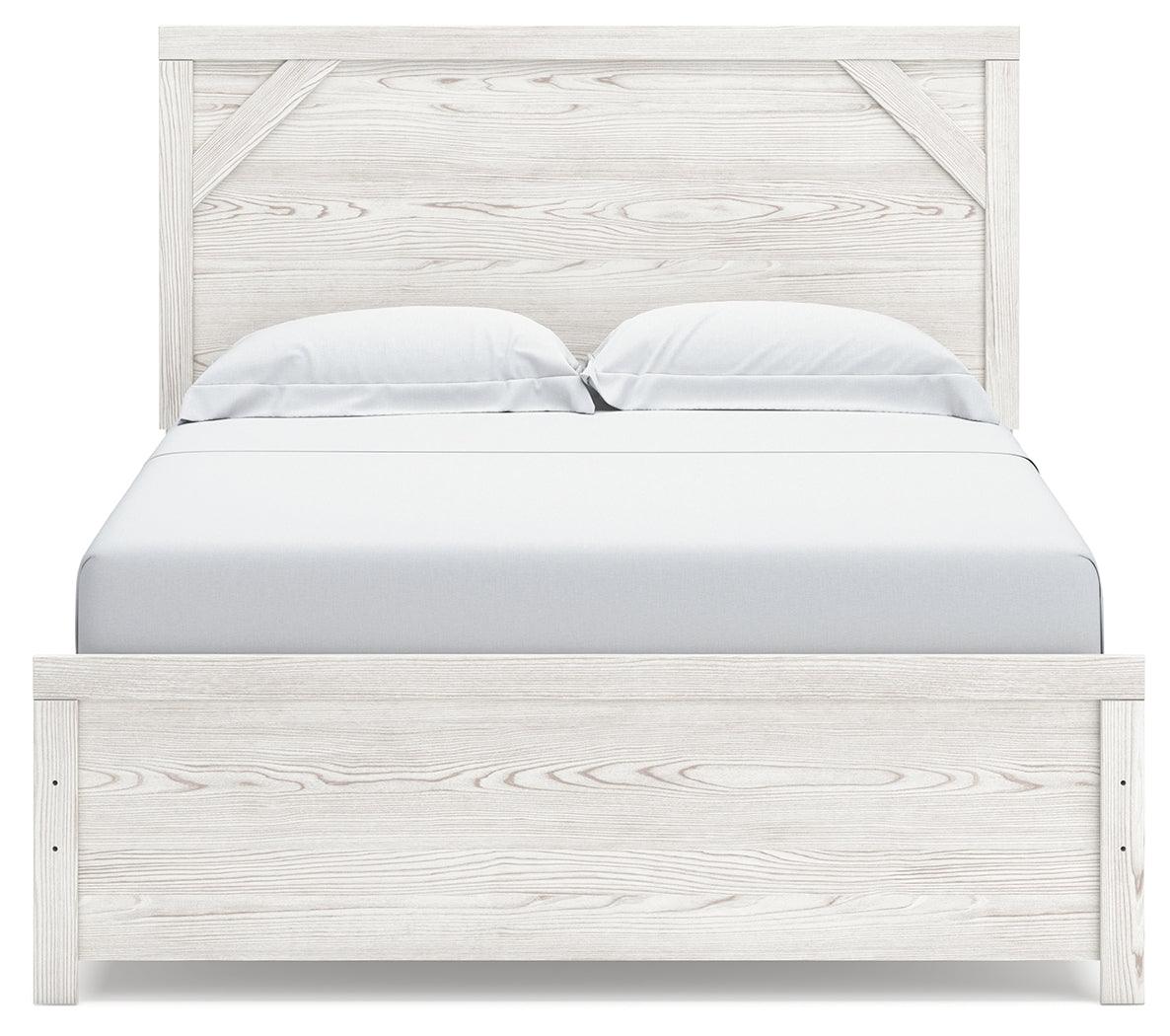 Gerridan White Gray Queen Panel Bed headboard close-up