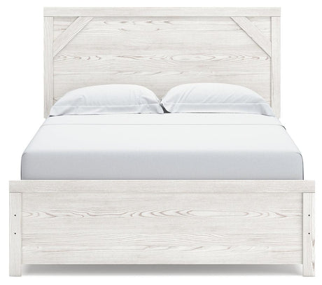 Gerridan White Gray Queen Panel Bed headboard close-up