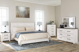 Gerridan White Gray King Panel Bed dimensions labeled