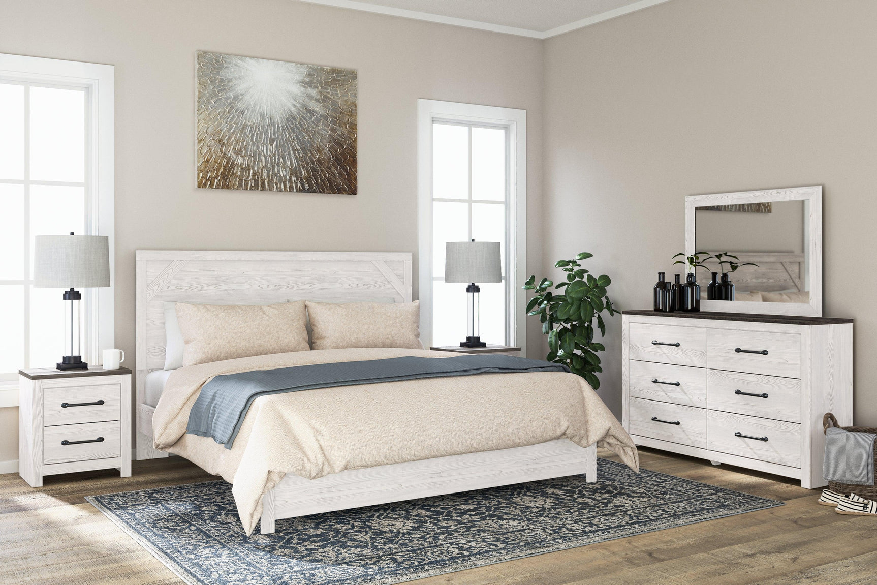 Close-up of Gerridan dresser drawer with faux linen lining