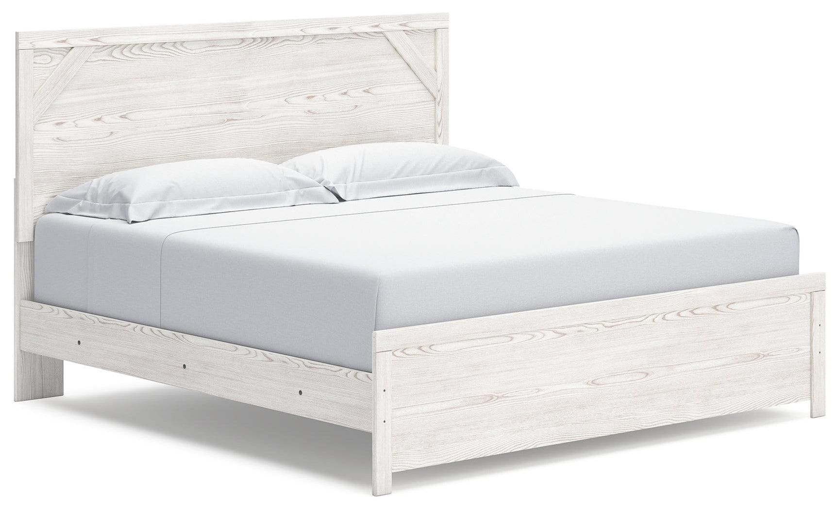 Gerridan White Gray King Panel Bed side angle view