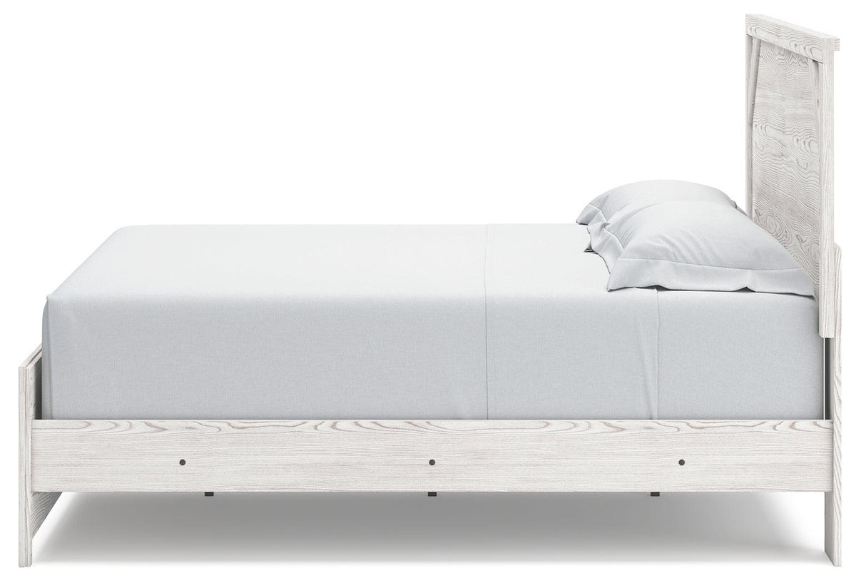 Gerridan White Gray King Panel Bed side alternate angle