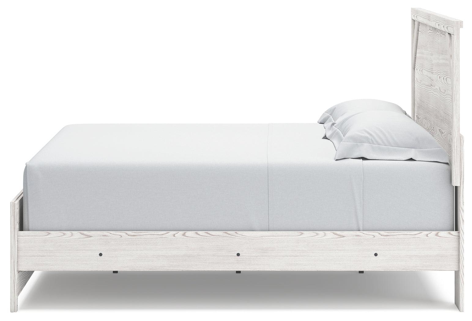 Gerridan White Gray King Panel Bed side alternate angle