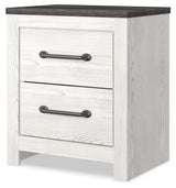 Gerridan white and gray nightstand front angle with drawers closed