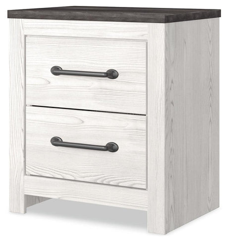 Gerridan white and gray nightstand front angle with drawers closed