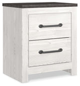 Side view of Gerridan white and gray nightstand