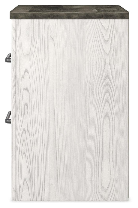 Close-up of Gerridan nightstand large dark handles