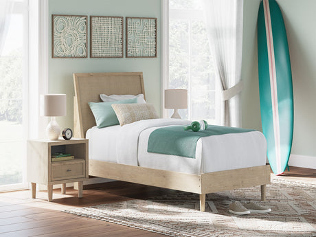 Cielden Two-Tone Twin Panel Bed front view showing headboard and footboard