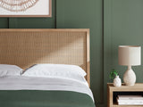 Cielden Queen Panel Bed textured beige cane look panel