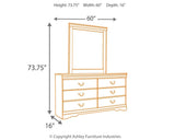 Huey Vineyard dresser and mirror dimensions diagram