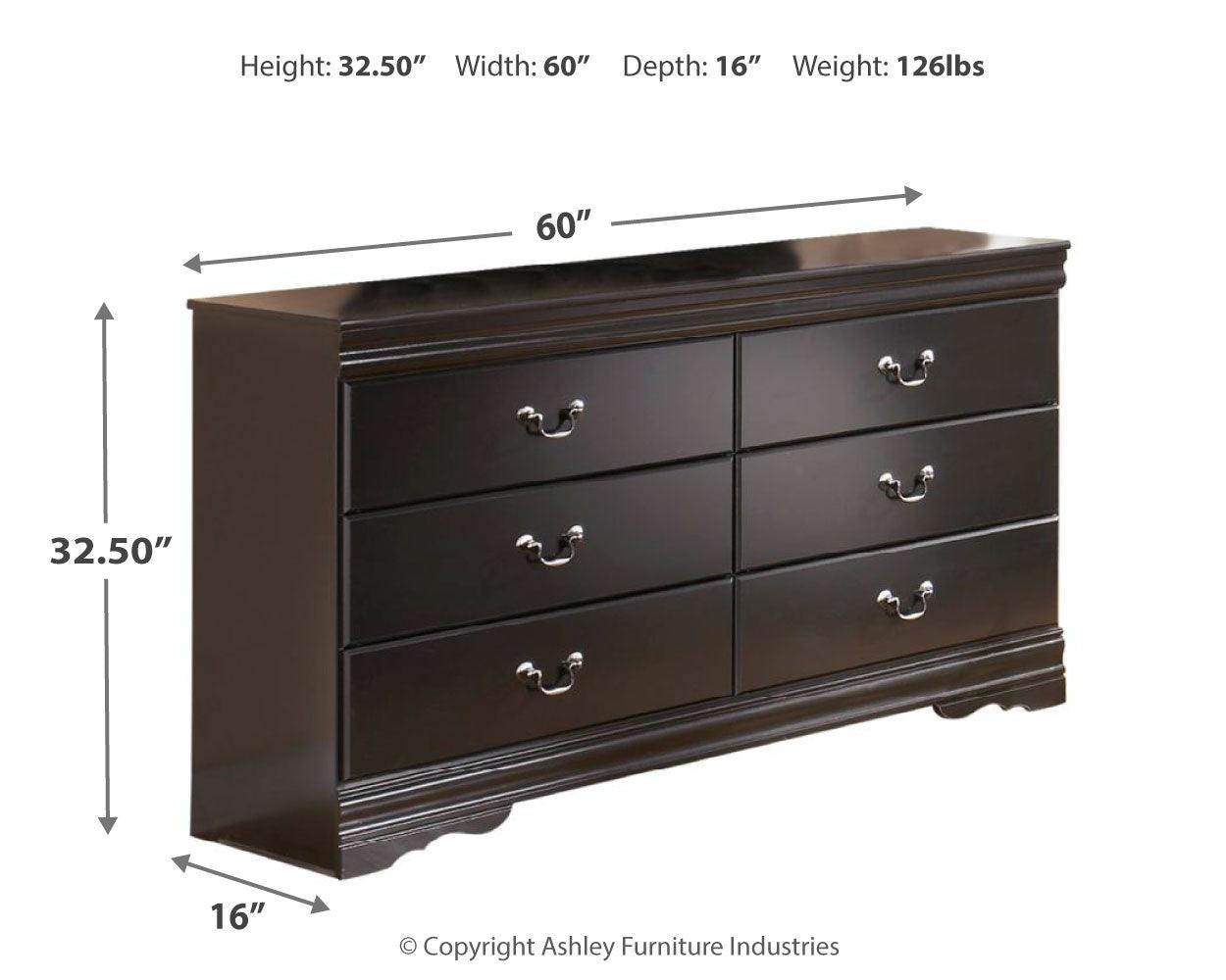 Huey Vineyard Black Dresser dimension illustration