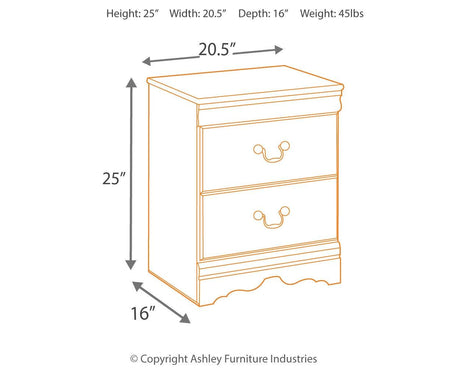 Huey Vineyard Nightstand dimensions chart