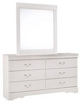 Anarasia White Dresser and Mirror detail on hardware and drawers