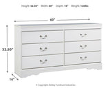 Anarasia White Dresser detailed dimension diagram