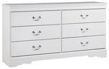 Anarasia White Dresser close-up of drawer and hardware details