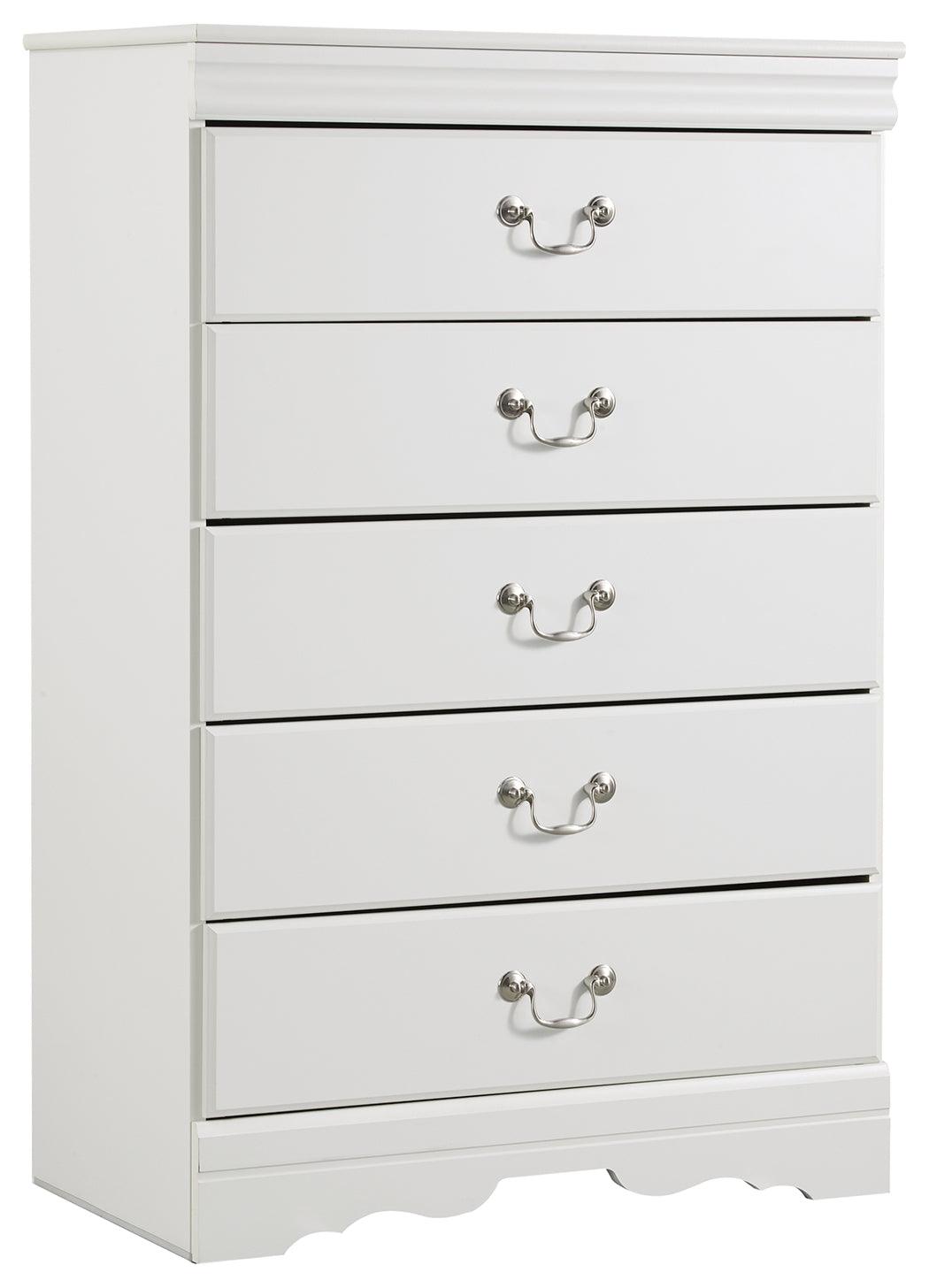 Side view of Anarasia White Chest of Drawers in traditional style