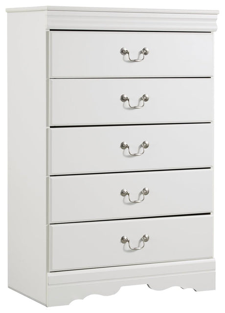 Side view of Anarasia White Chest of Drawers in traditional style