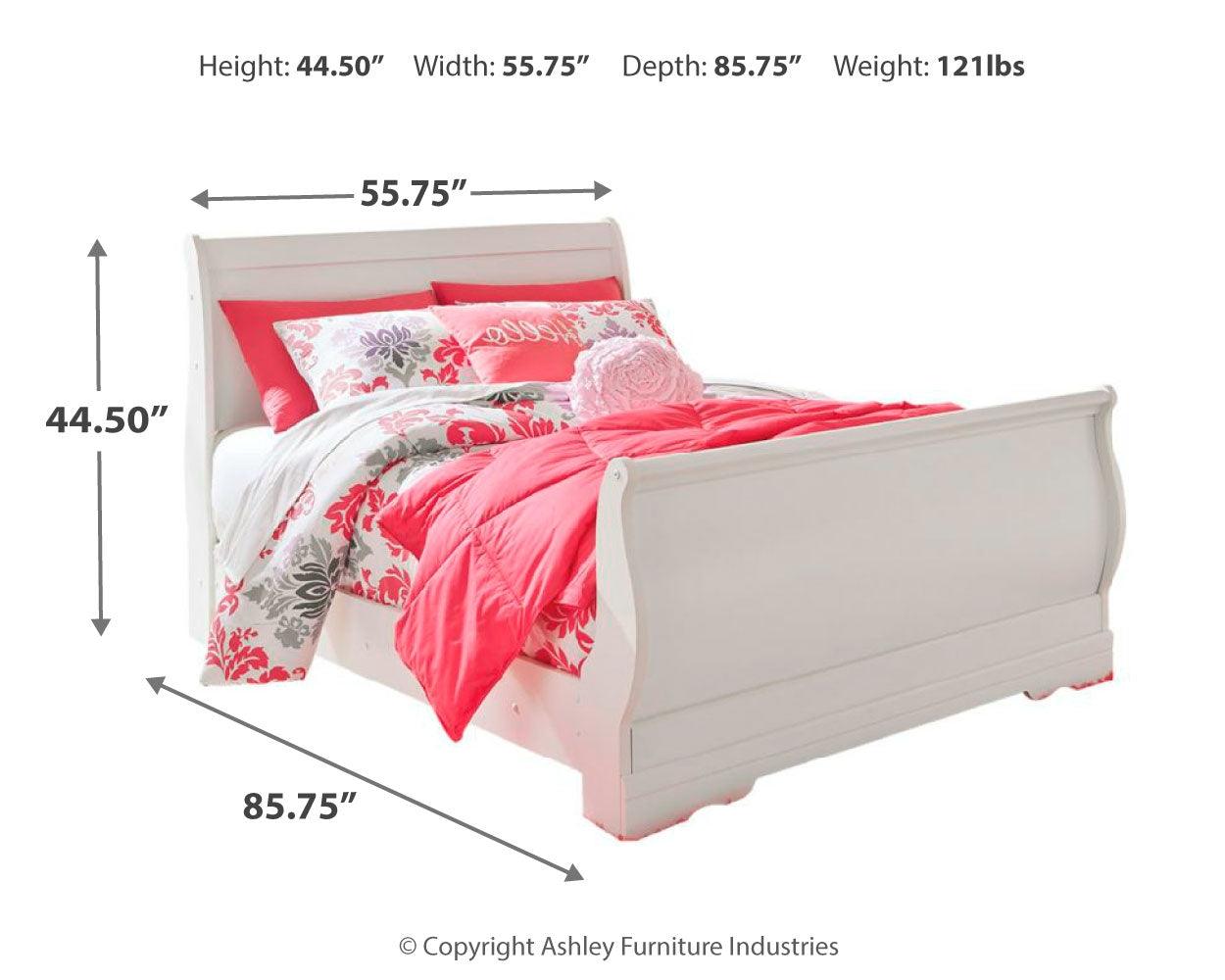 Dimension diagram of Anarasia Full Sleigh Bed